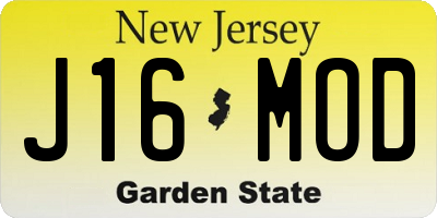 NJ license plate J16MOD