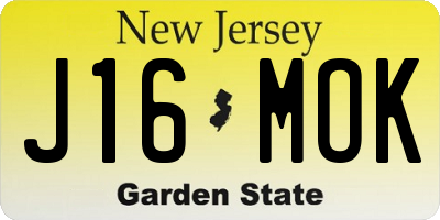 NJ license plate J16MOK