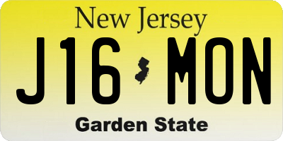 NJ license plate J16MON