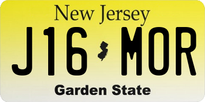 NJ license plate J16MOR