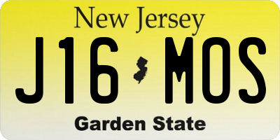 NJ license plate J16MOS