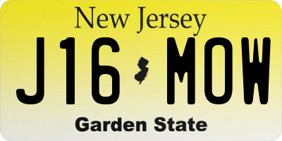 NJ license plate J16MOW