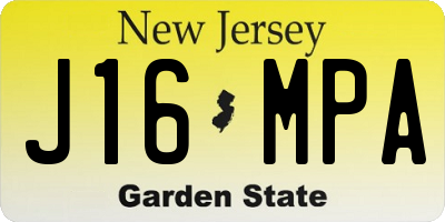 NJ license plate J16MPA
