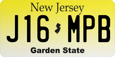 NJ license plate J16MPB