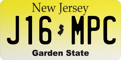NJ license plate J16MPC