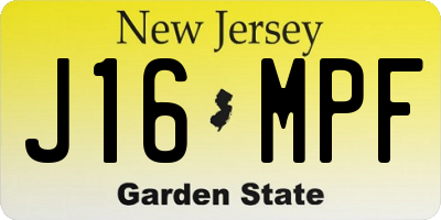 NJ license plate J16MPF