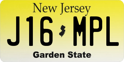 NJ license plate J16MPL