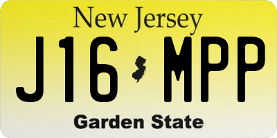 NJ license plate J16MPP