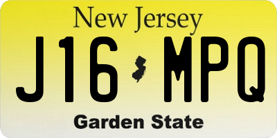 NJ license plate J16MPQ
