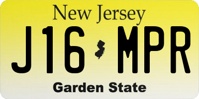 NJ license plate J16MPR
