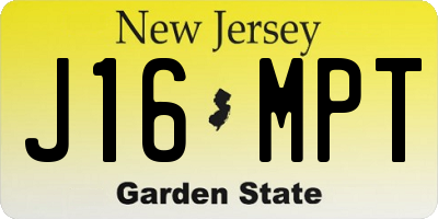NJ license plate J16MPT
