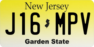 NJ license plate J16MPV