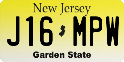 NJ license plate J16MPW