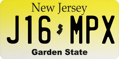 NJ license plate J16MPX