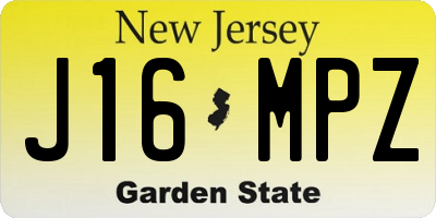 NJ license plate J16MPZ