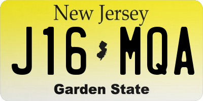 NJ license plate J16MQA