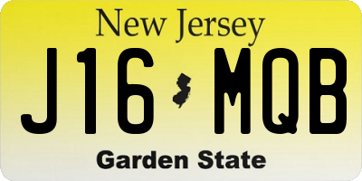 NJ license plate J16MQB