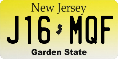 NJ license plate J16MQF