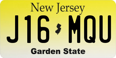 NJ license plate J16MQU