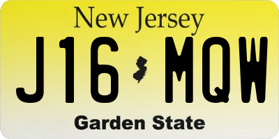 NJ license plate J16MQW