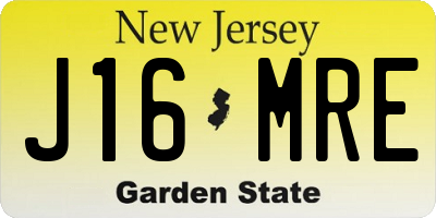 NJ license plate J16MRE