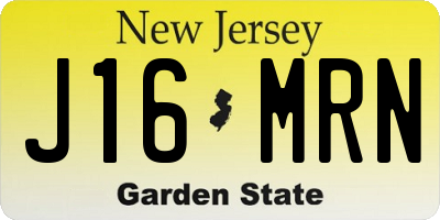 NJ license plate J16MRN