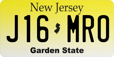 NJ license plate J16MRO