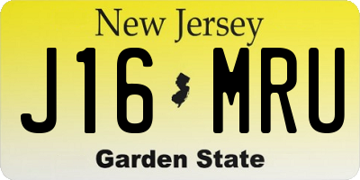 NJ license plate J16MRU