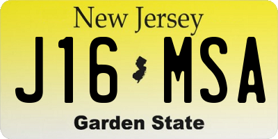 NJ license plate J16MSA