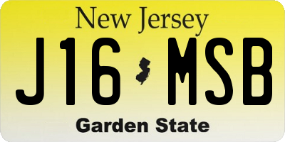 NJ license plate J16MSB
