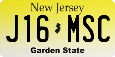 NJ license plate J16MSC