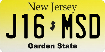 NJ license plate J16MSD