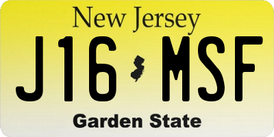 NJ license plate J16MSF