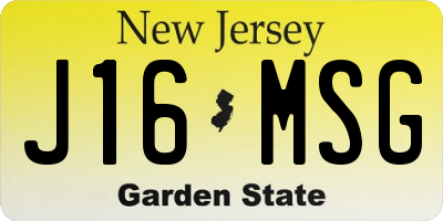 NJ license plate J16MSG
