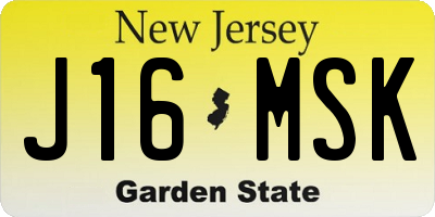 NJ license plate J16MSK