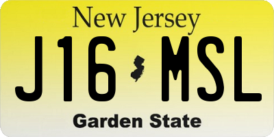 NJ license plate J16MSL