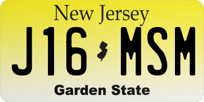 NJ license plate J16MSM