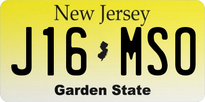 NJ license plate J16MSO