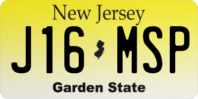 NJ license plate J16MSP