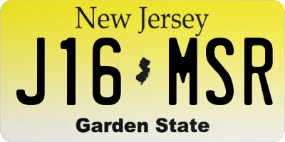 NJ license plate J16MSR