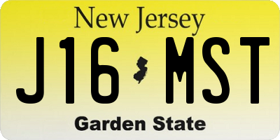 NJ license plate J16MST