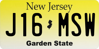 NJ license plate J16MSW