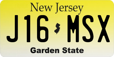 NJ license plate J16MSX