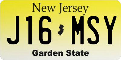 NJ license plate J16MSY