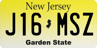 NJ license plate J16MSZ