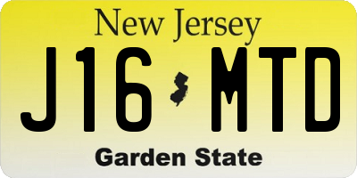 NJ license plate J16MTD