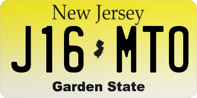 NJ license plate J16MTO