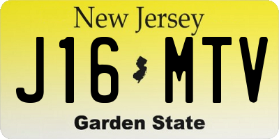 NJ license plate J16MTV