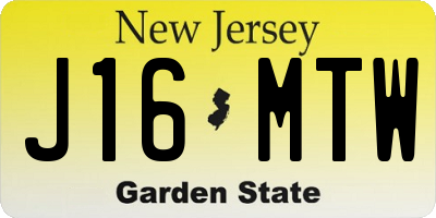 NJ license plate J16MTW