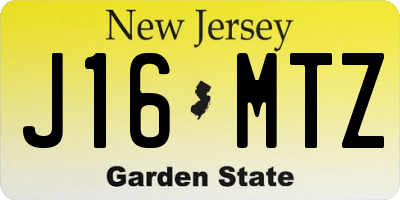 NJ license plate J16MTZ